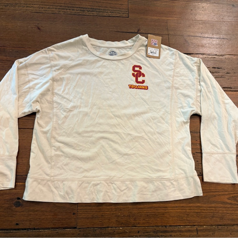 Rivalry Threads Cream Crewneck with Black Southern California Logo